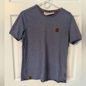 518 Naketano Slate Blue Short Sleeve Tee Logo Patch Small